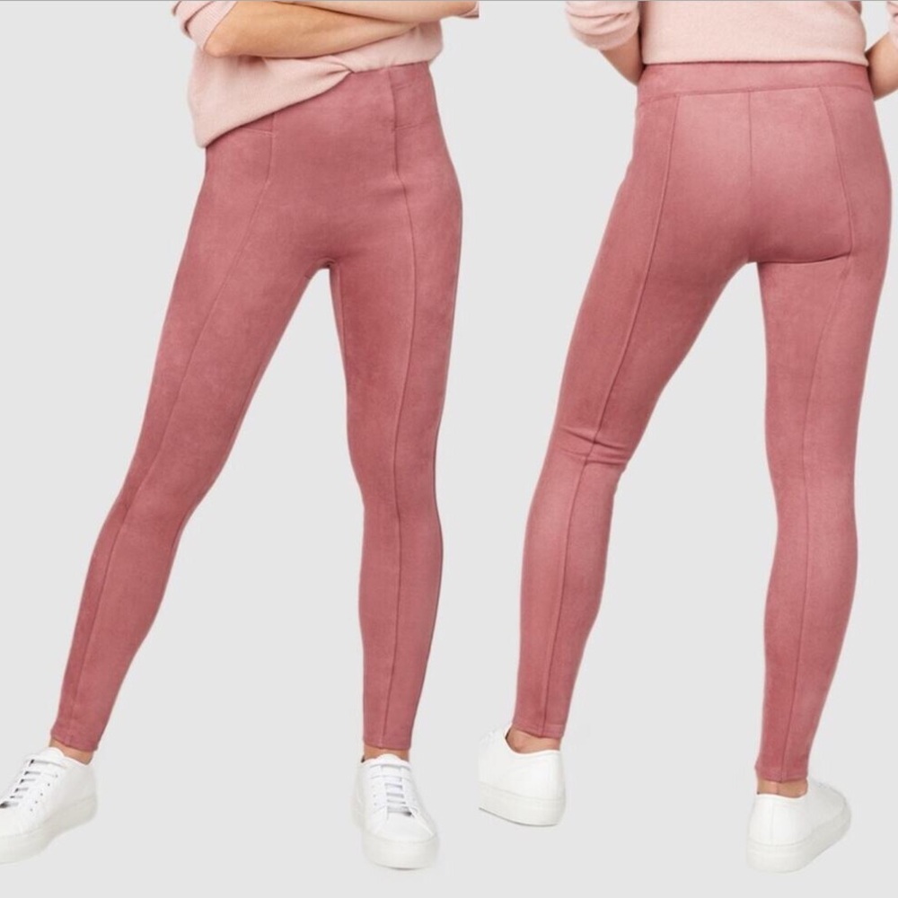 NWT SPANX rose faux suede leggings S